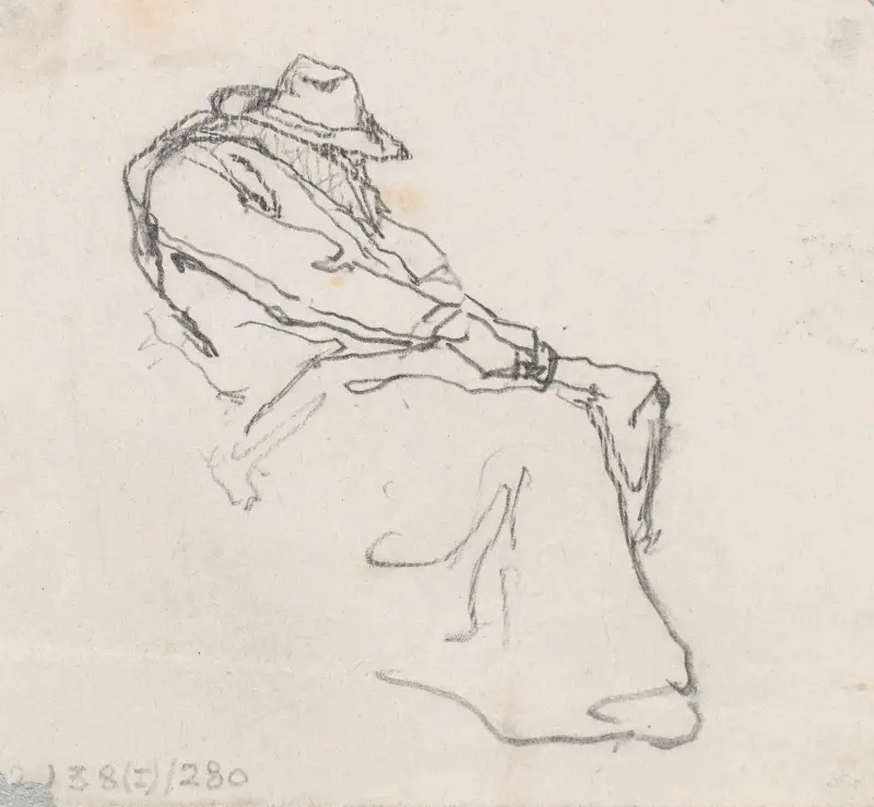 Sittande hukad man av Nicaise De Keyser