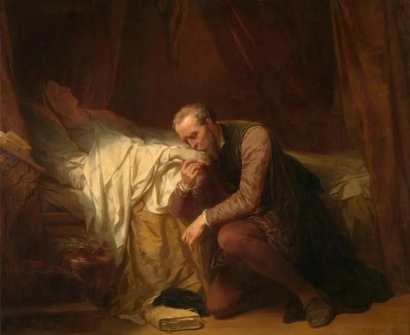 The Artist Michelangelo at the Deathbed of Vittoria Colonna av Nicaise De Keyser