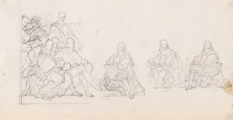 Konstnärsgruppen och den sittande Cornelis Huysmans av Nicaise De Keyser