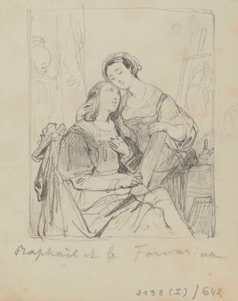 The Painter Raphael and La Fornarina av Nicaise De Keyser