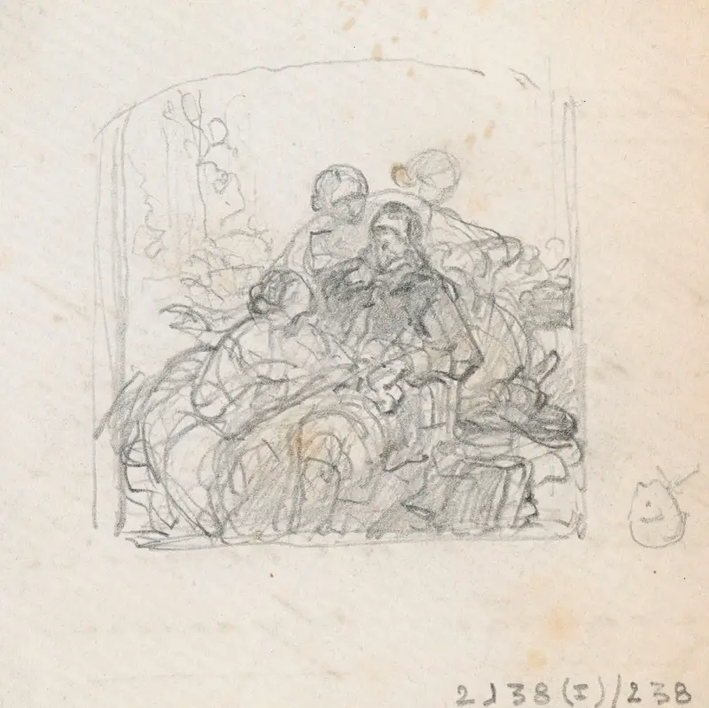 Poeten John Milton dikterar Paradise Lost för sina döttrar av Nicaise De Keyser