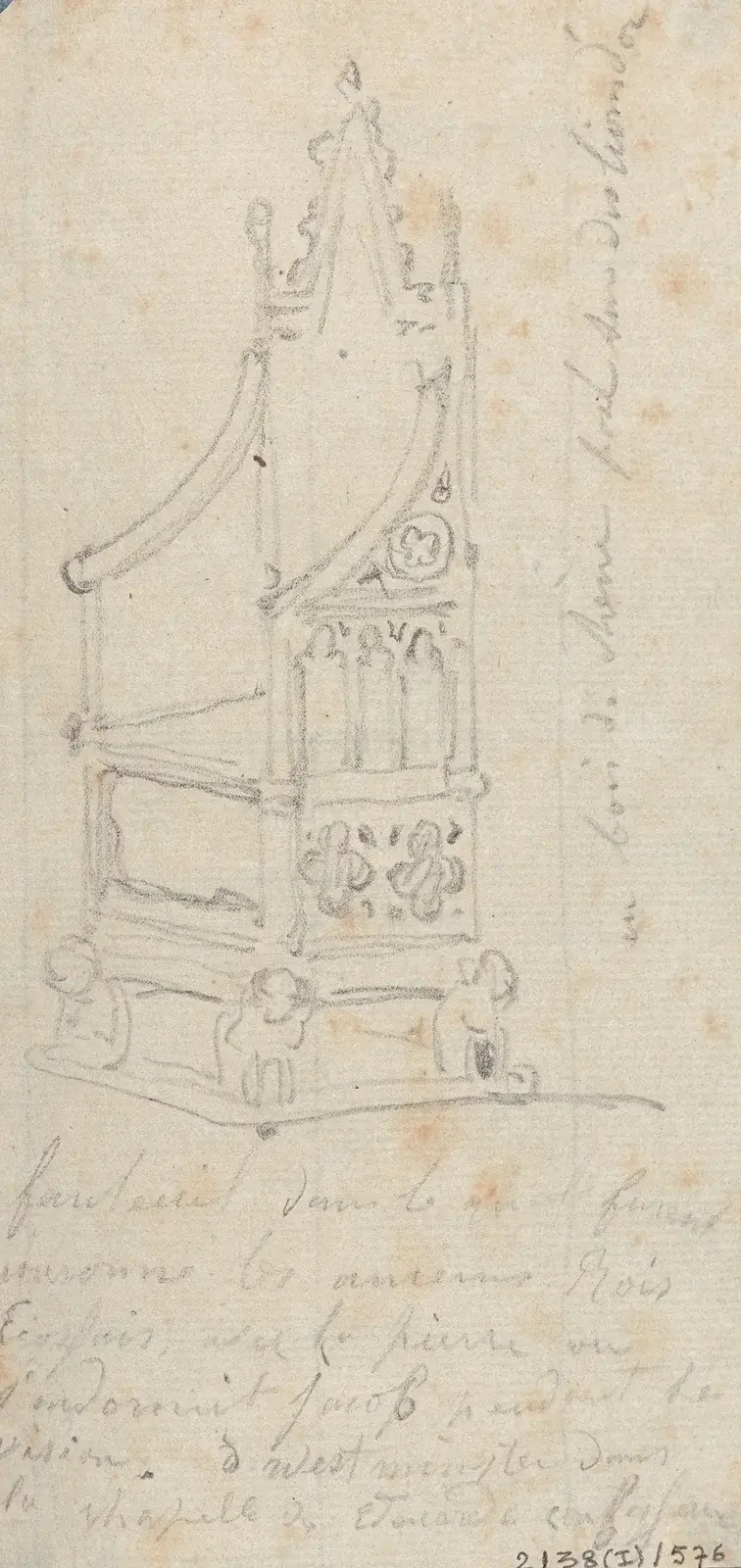 The Throne on which the Scottish Kings were Crowned, in the Chapel of St Edward the Confessor at Westminster Abbey av Nicaise De Keyser