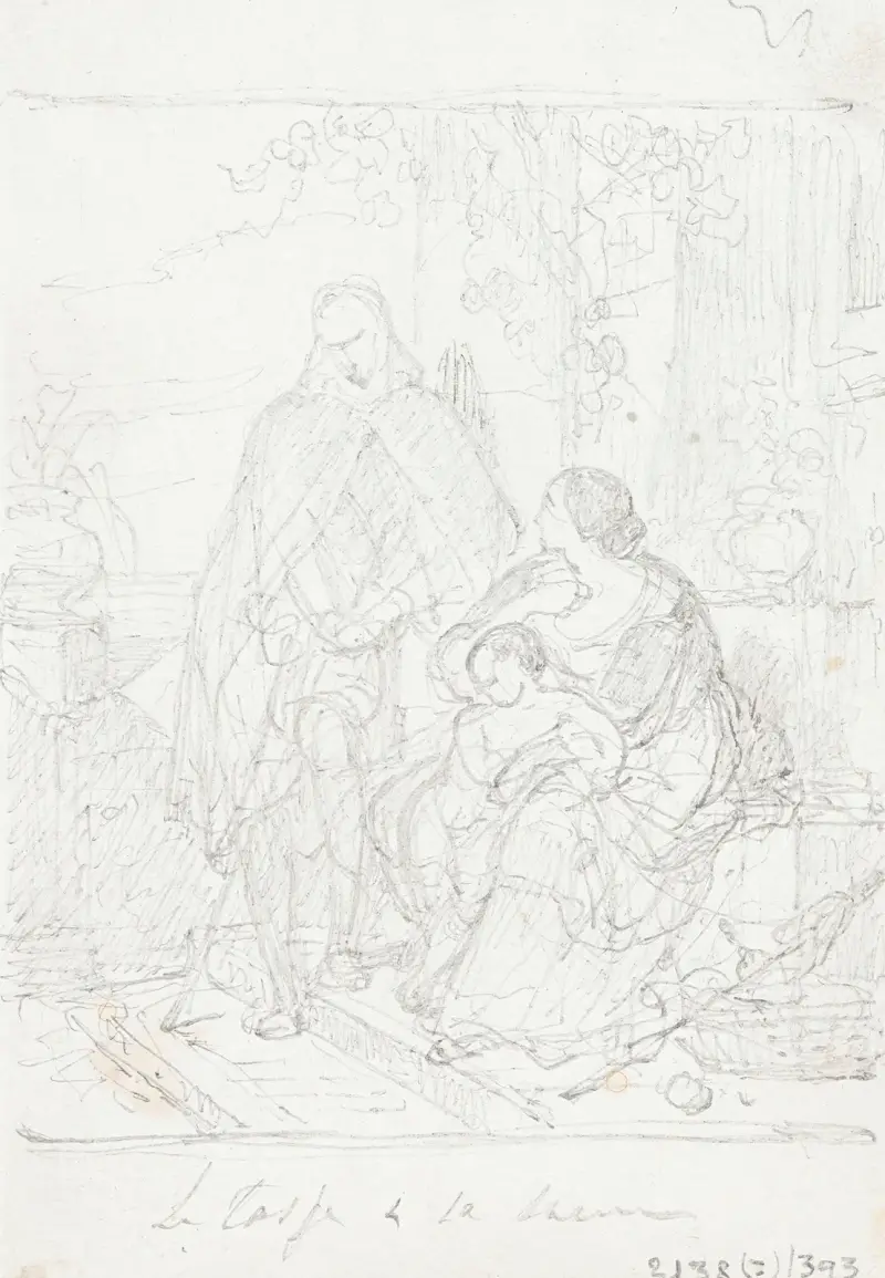 Torquato Tasso, utklädd till herde, besöker sin syster Cornelia i Sorrento av Nicaise De Keyser