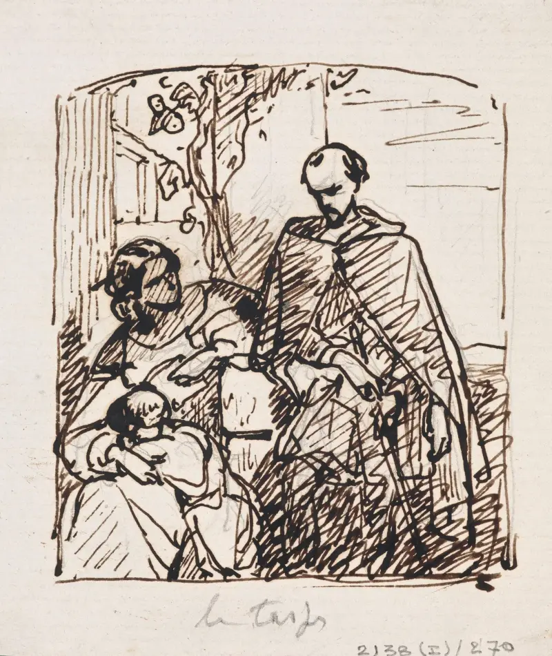 Torquato Tasso, utklädd till herde, besöker sin syster Cornelia i Sorrento av Nicaise De Keyser