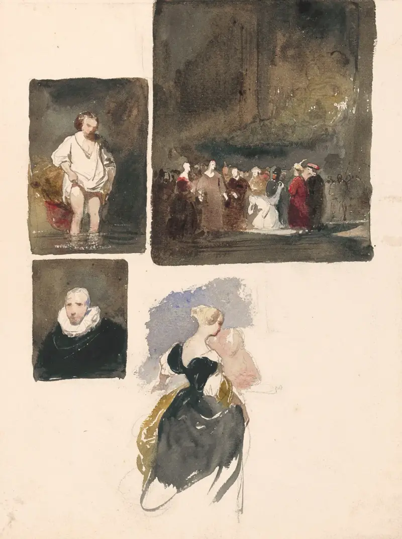 Woman Bathing in the River, Christ and the Adulteress, Cornelis van der Geest and Woman Seen from the Back av Nicaise De Keyser