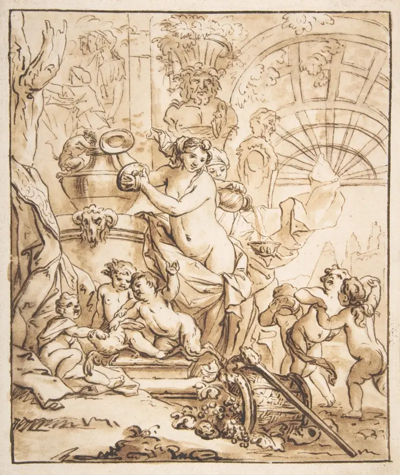 Bacchanalian Scene with Nymphs and Putti av Gerard de Lairesse