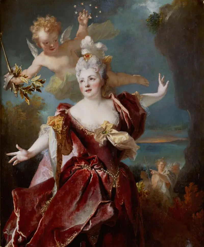 Portrait de la comédienne Marie-Anne de Châteauneuf, dite Mlle Duclos (1664-1747), dans le rôle d’Ariane av Nicolas de Largillière