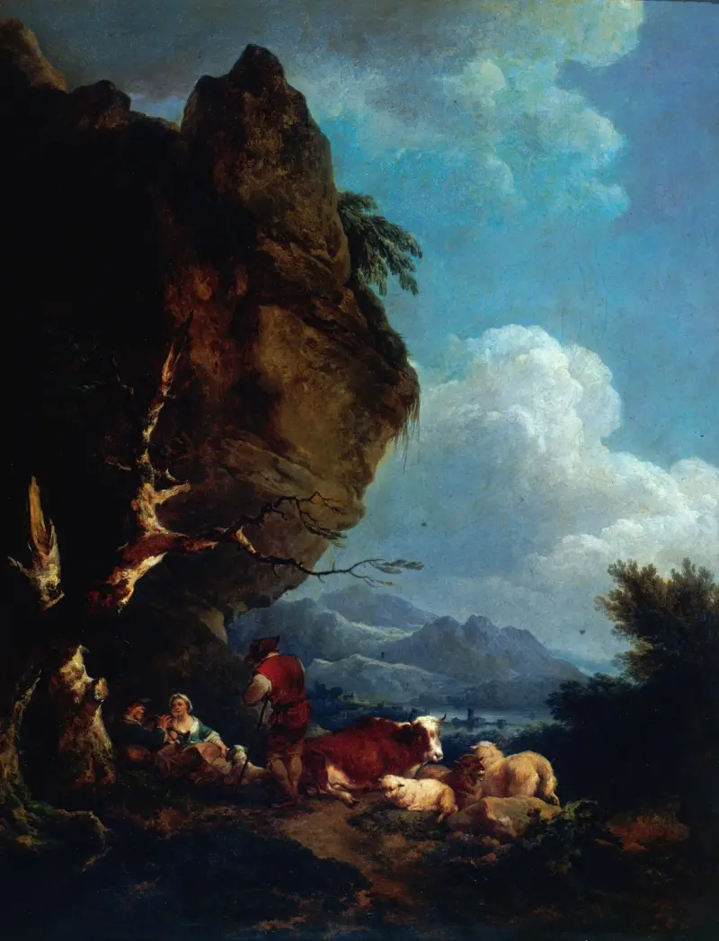 Paysage animé de bergers av Philip James de Loutherbourg