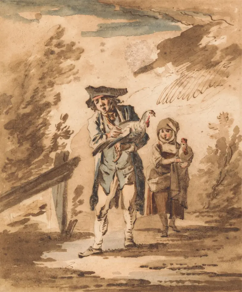 Landleute mit Federvieh auf dem Rückweg vom Markt von Philip James de Loutherbourg