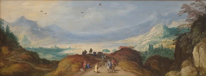 Berglandschaft mit See von Joos de Momper