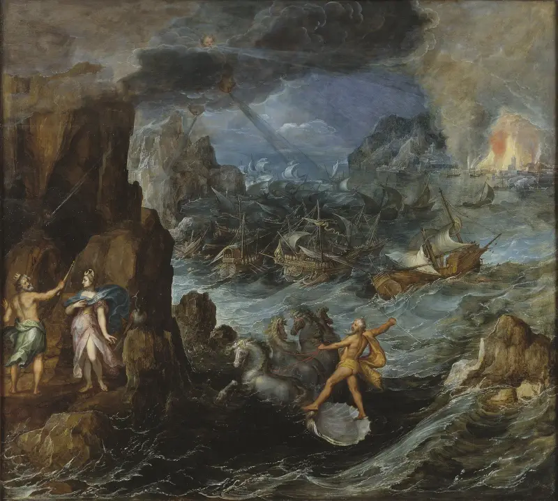 Shipwreck of the Greek Fleet on the Voyage Home from Troy av Joos de Momper