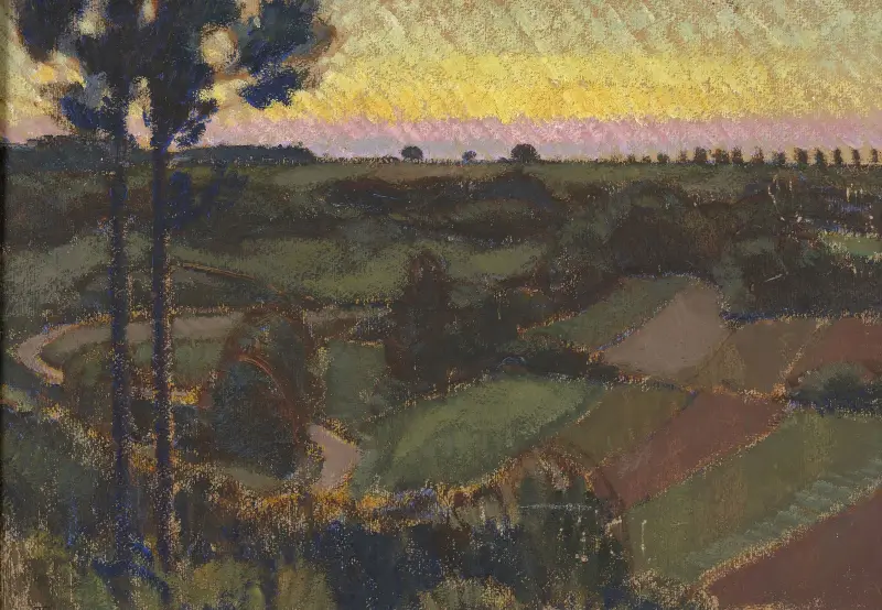 Okolice Nemours, zmierzch, Bernard Boutet de Monvel