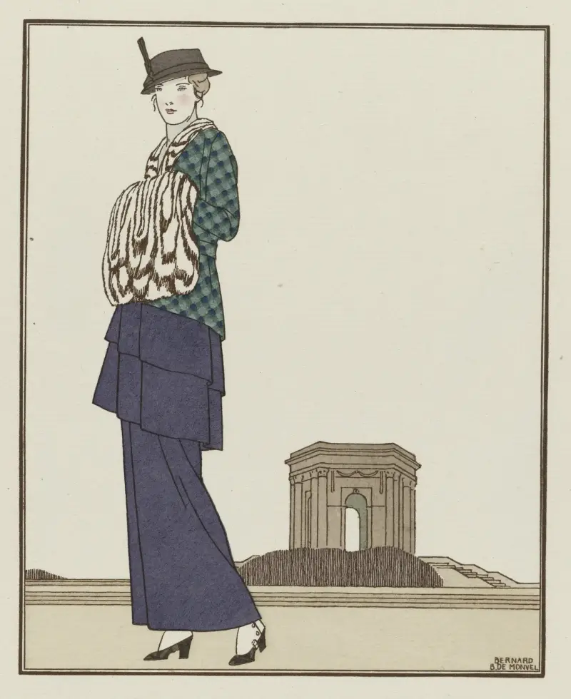 Le Jardin de Peyrou; Costume tailleur de Chéruit av Bernard Boutet de Monvel