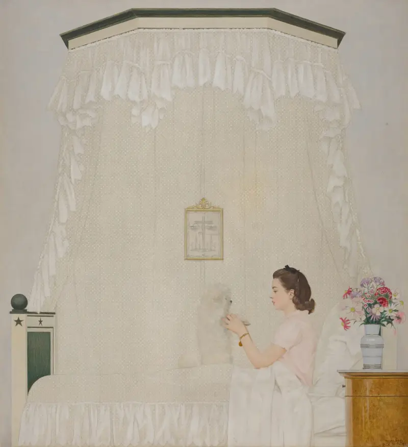 Sylvie et son Chien Champagne av Bernard Boutet de Monvel