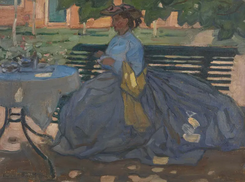 Frau an einem Gartentisch von Bernard Boutet de Monvel