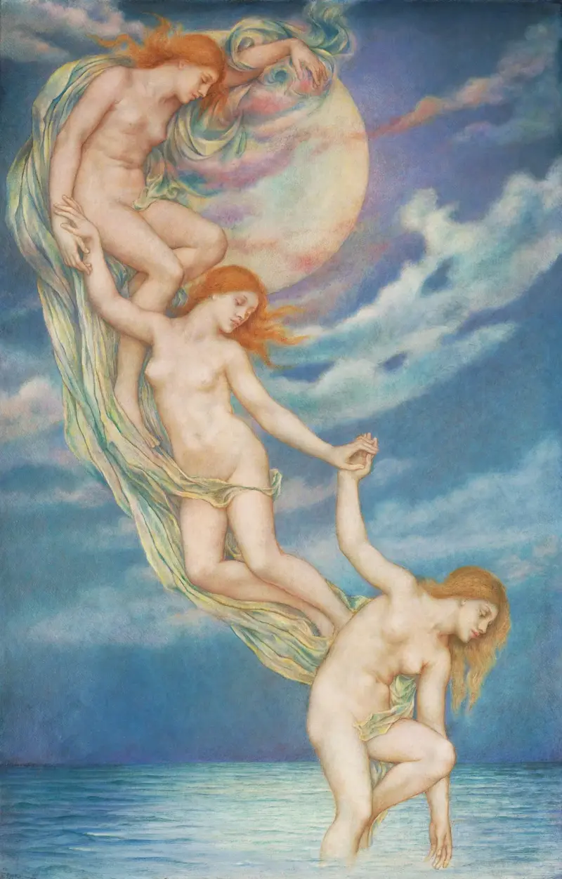 Moonbeams Dipping Into The Sea av Evelyn De Morgan