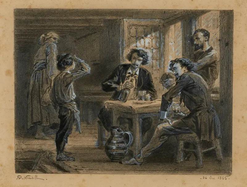 16. Gavroche et les amis de l’A.B.C. chez la mère Hucheloup Gaités préalables av Alphonse Marie de Neuville