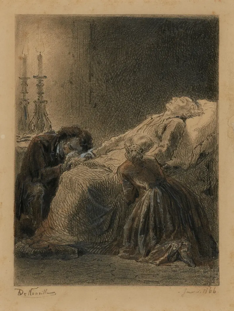 Mort de Jean Valjean Nuit derrière laquelel il y a le jour av Alphonse Marie de Neuville