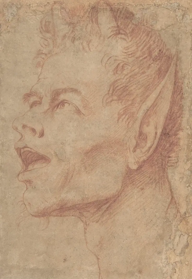 Satyrhuvud i profil mot vänster av Jusepe de Ribera