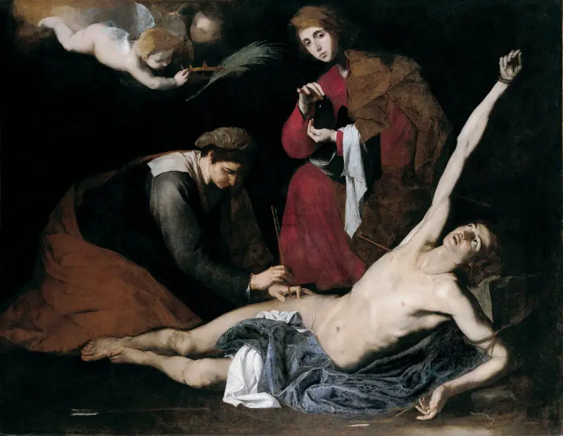 Den helige Sebastian vårdas av de heliga kvinnorna av Jusepe de Ribera