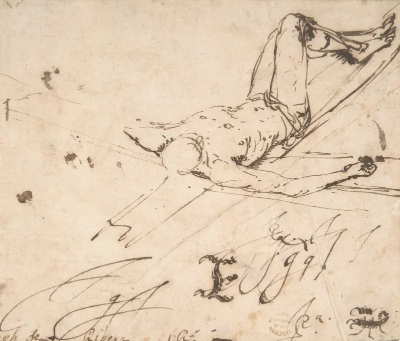 Studie till korsfästelsen av St. Peter av Jusepe de Ribera