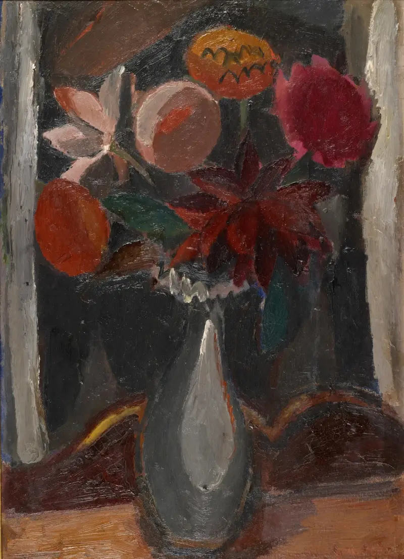 En bukett mörka blommor av Gustave De Smet