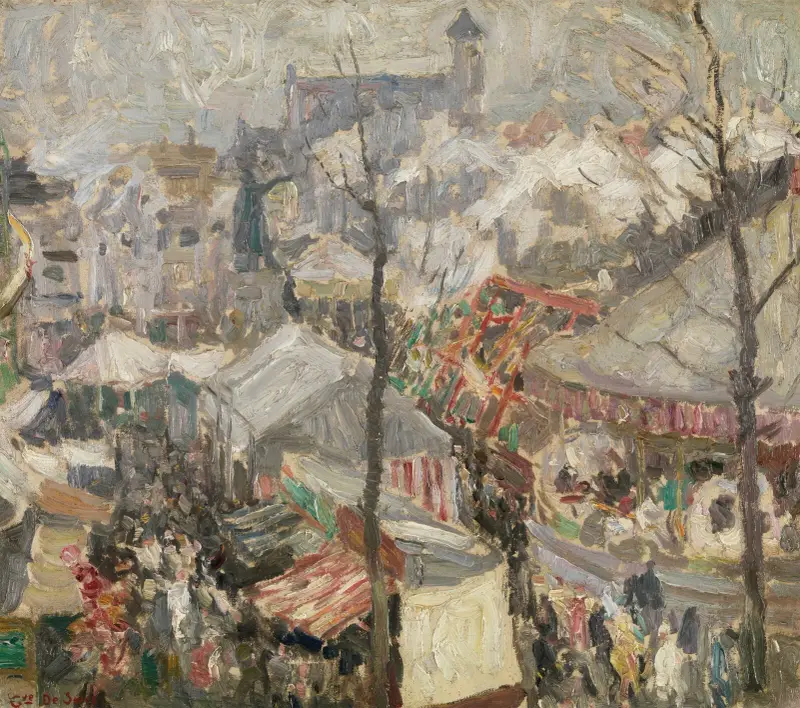 Fair at Vrijdagmarkt in Ghent av Gustave De Smet