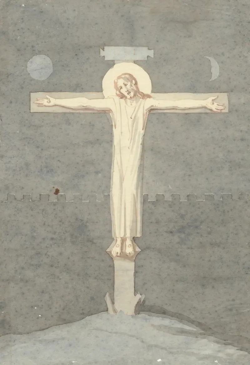 Christus aan het kruis; catacombe-schildering av David Humbert de Superville