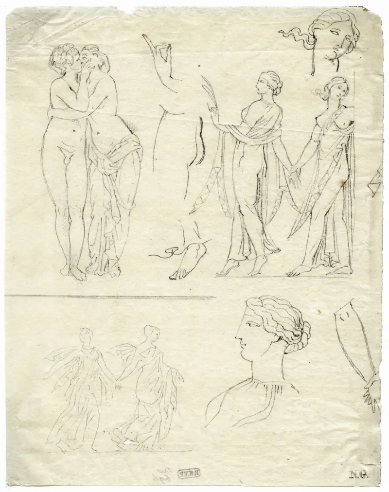 Amor und Psyche, die Tänzerinnen aus Borghese und ein Teil eines anderen Reliefs von David Humbert de Superville