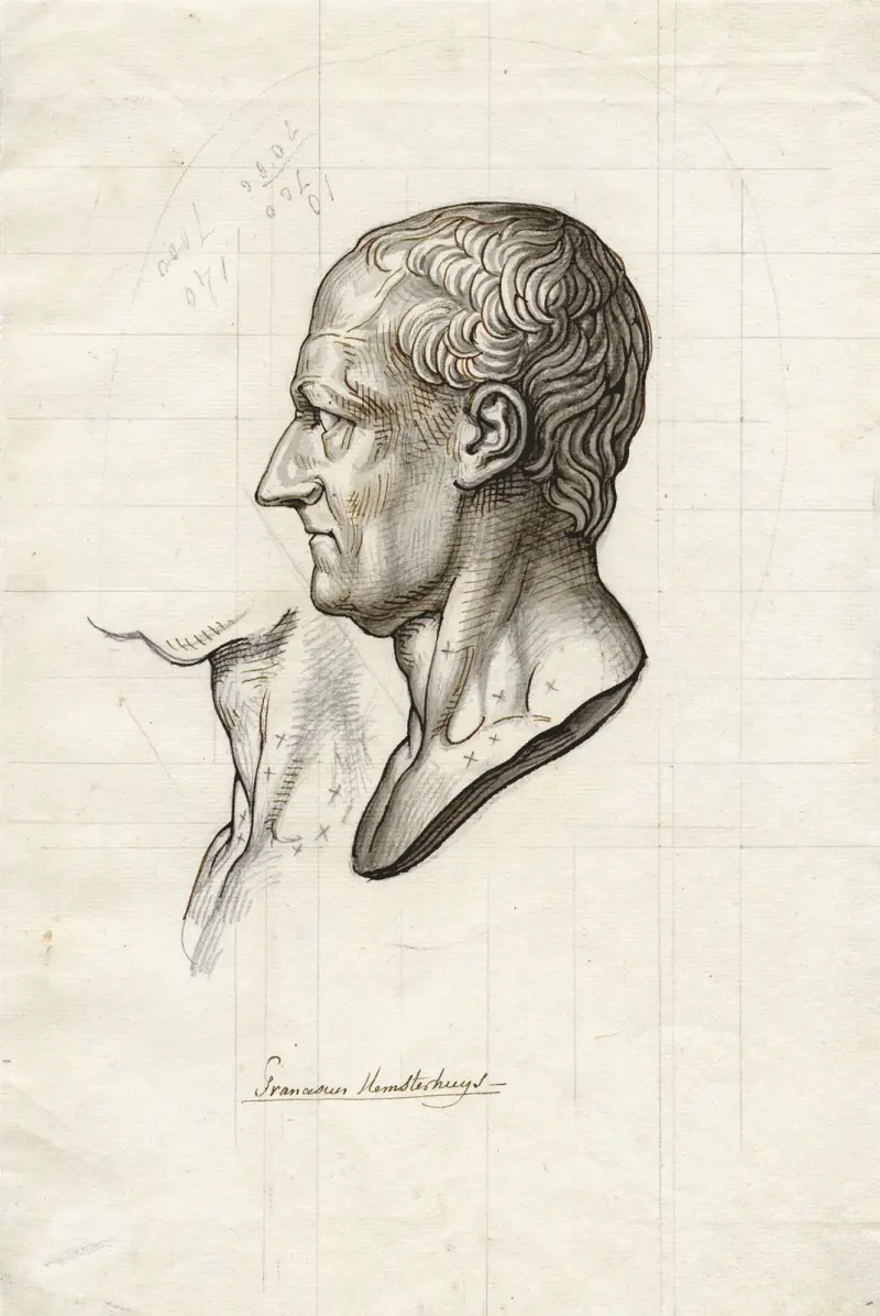 F. Hemsterhuys, byst åt vänster av David Humbert de Superville