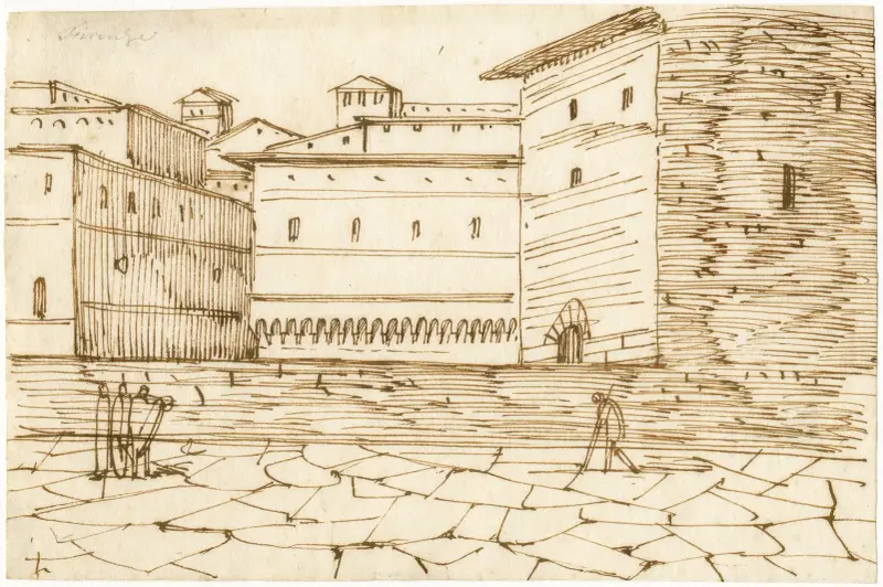 Florenz: Straßenszene mit einigen Gebäuden an einem Platz von David Humbert de Superville