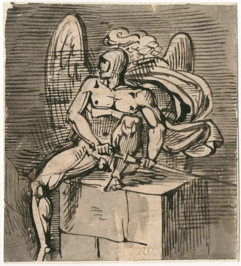 Bevingad beväpnad mansfigur av David Humbert de Superville
