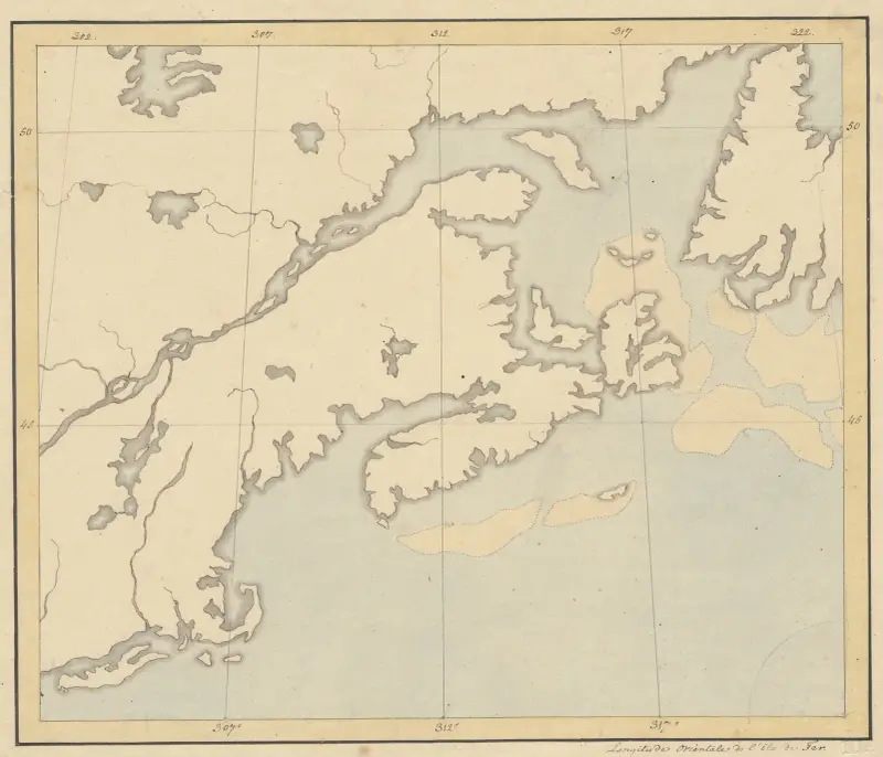 Karta över Nova Scotia och Saint Lawrenceviken av David Humbert de Superville