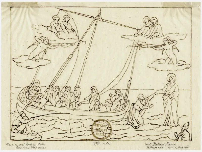 ‘Navicella di S. Pietro’: mozaïek Basilica Vaticana av David Humbert de Superville