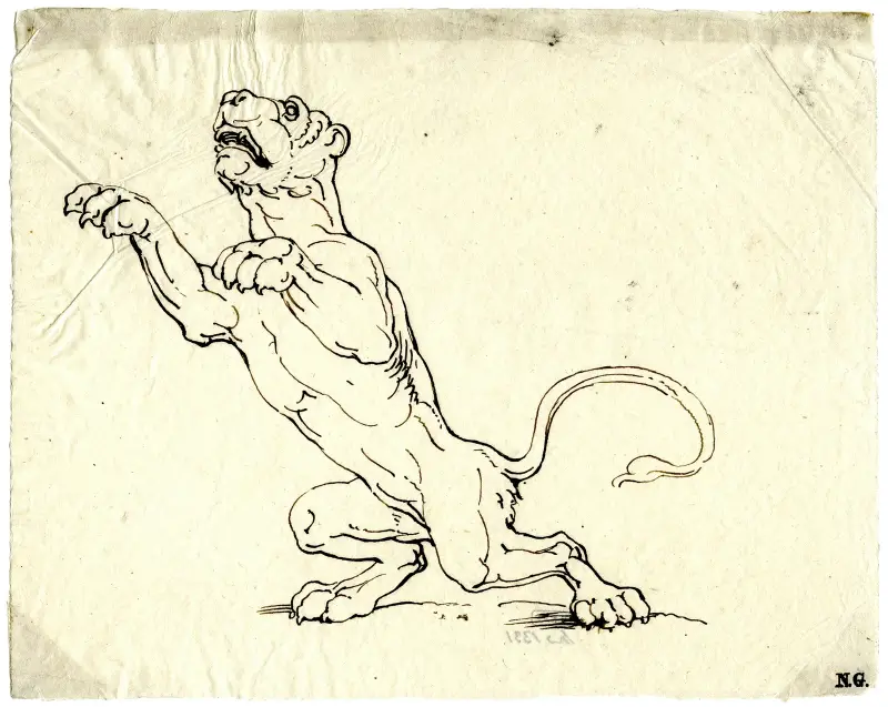 Aufspringender Tiger von David Humbert de Superville