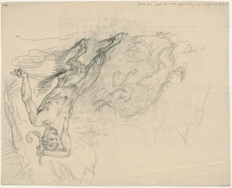 Satyr mit Krummstab, bedroht von einem eigensinnigen Bock von David Humbert de Superville