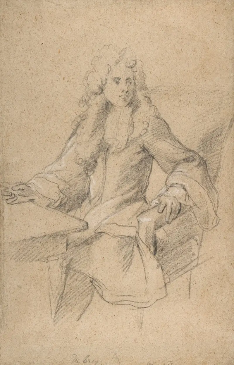 Sittande gentleman vid ett bord av Jean-François de Troy
