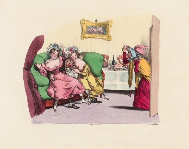 Ah Scélérat..C’est donc ici que tu passes ta vie av Charles-Joseph Traviès de Villers