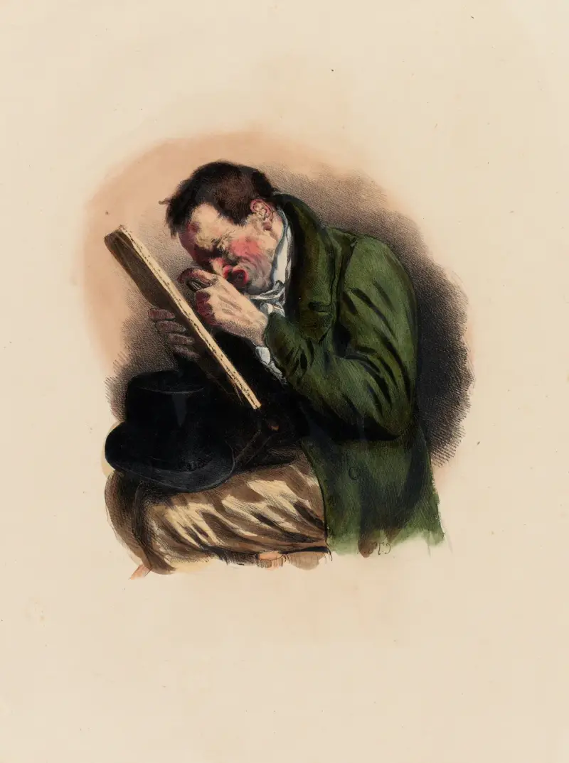 Habitué des ventes publiques. The attendant at public auctions av Charles-Joseph Traviès de Villers