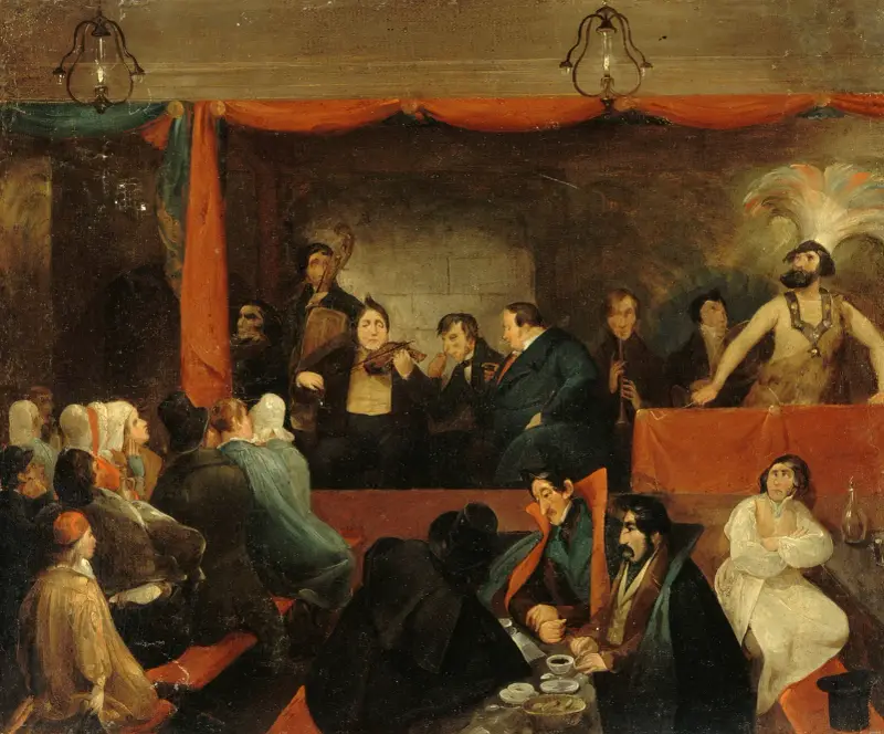 Le Café des Aveugles, au Palais-Royal. av Charles-Joseph Traviès de Villers