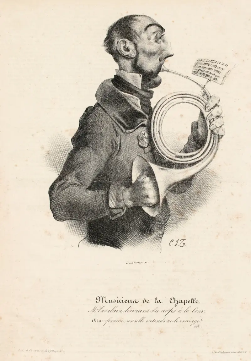 Mr. Tatalain, donnant du corps à la Cour av Charles-Joseph Traviès de Villers
