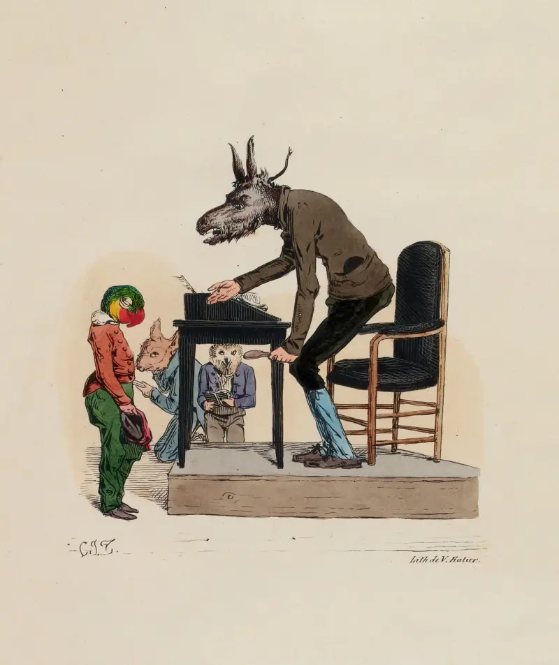 En institutionschef som upptäcker ett strå i sin elevs öga av Charles-Joseph Traviès de Villers