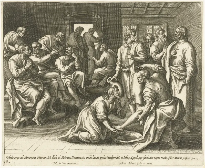 Kristus tvättar Sankt Petrus fötter av Maerten De Vos