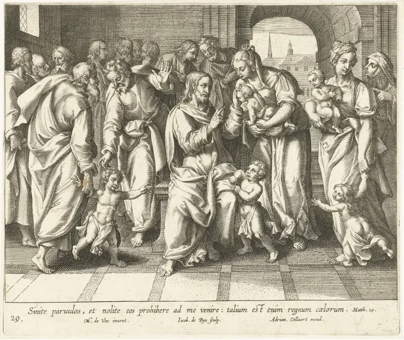 Let the Little Children Come to Me (Christ Blesses the Children) av Maerten De Vos
