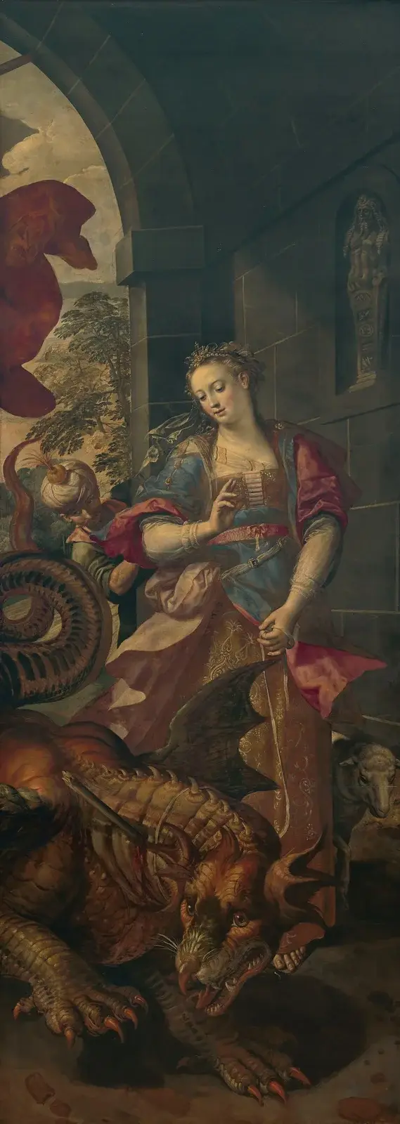 Der heilige Georg und die Prinzessin der Stille kehren mit dem besiegten Drachen in die Stadt zurück 2 von Maerten De Vos