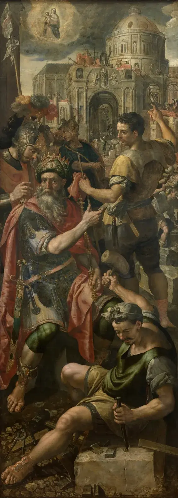 Der König von Schlesien lässt eine Kirche zu Ehren Marias erbauen von Maerten De Vos