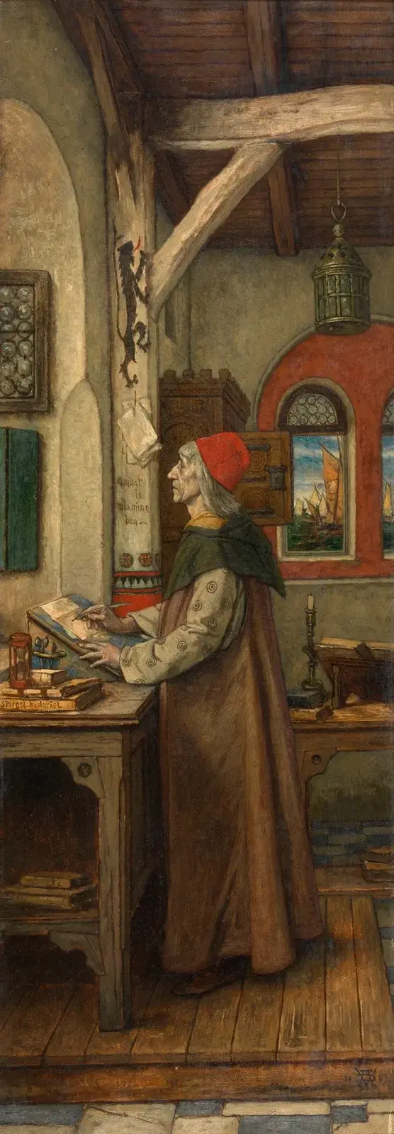 Jacob van Maerlant Writing His Spieghel Historiael av Albrecht De Vriendt