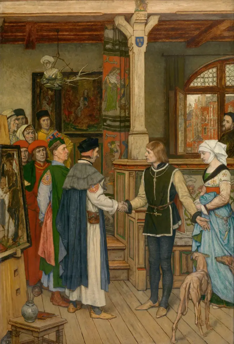 The Magistrates Visit the Workshop of Jan van Eyck av Albrecht De Vriendt