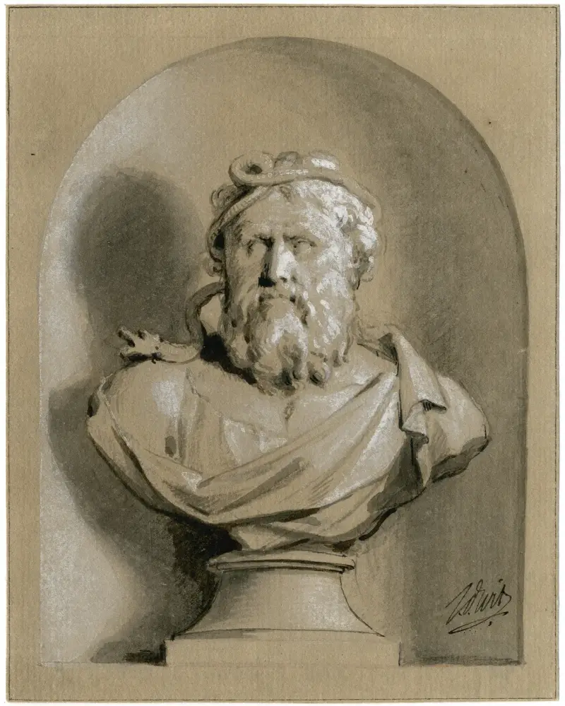 Aesculapius: bröstbild i en nisch av Jacob de Wit
