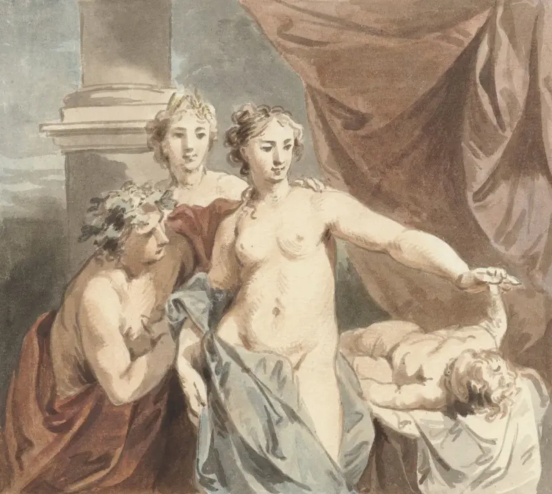 Ceres, Venus, Bacchus och en sovande Amor av Jacob de Wit